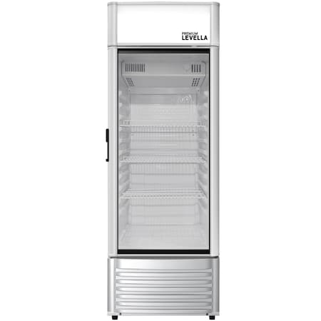 Premium Levella 6.5 cu. ft. Commercial Upright Display Refrigerator Glass Door Beverage Cooler in Silver PRF65DX